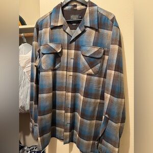 Pendleton Brown and Gray Plaid Wool Shirt